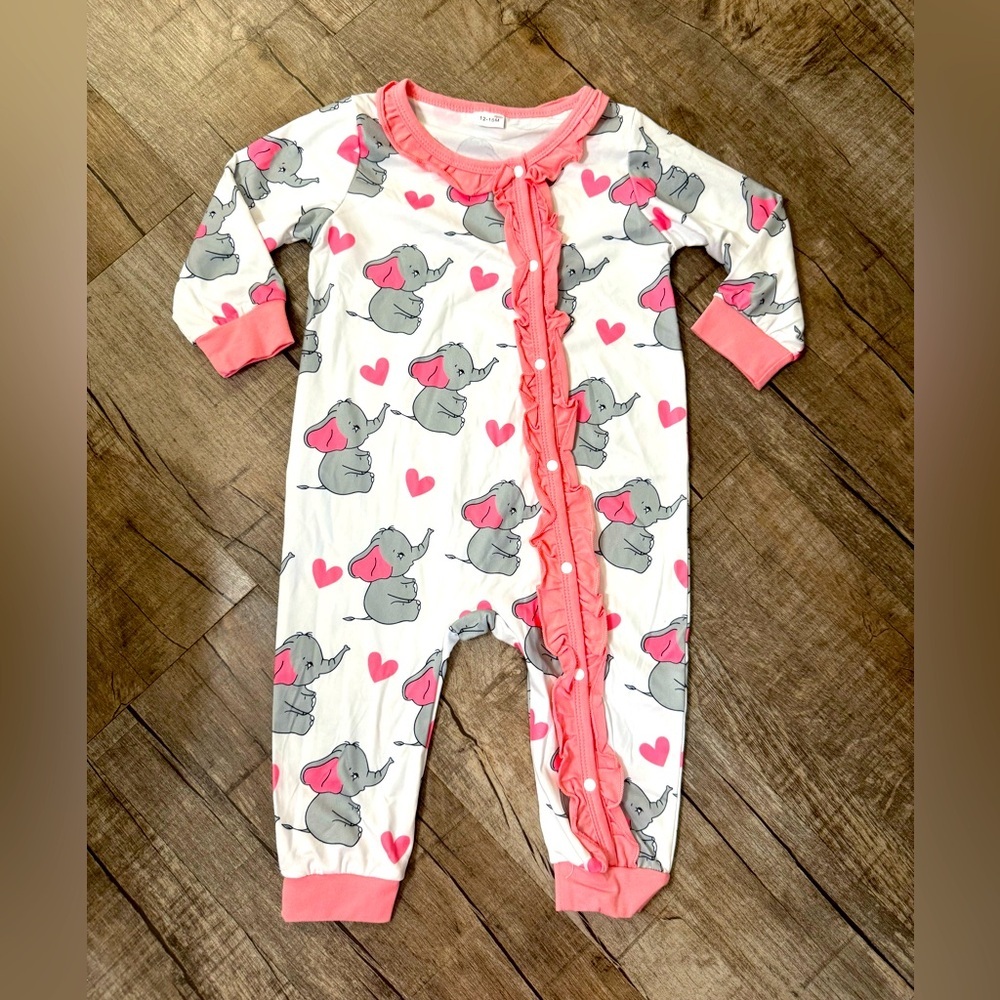 NWOT Toddler 12-18 Month-Elephant Print Kids One Piece‎ Romper